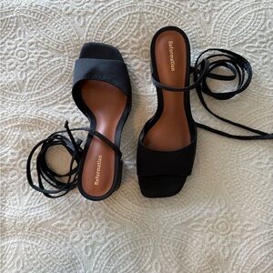 Reformation Black Ankle-Wrap Sandals